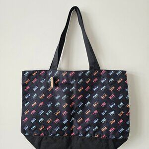 NWT VICTORIA SECRET PINK Black Zipper Travel Beach Shopping Bag 21.5"x16"x7.5"